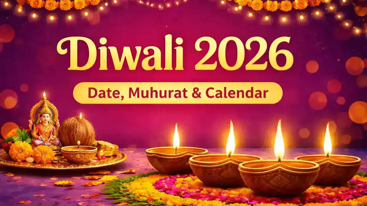 Diwali 2026 date and Lakshmi Puja muhurat with diya and rangoli decoration in India
