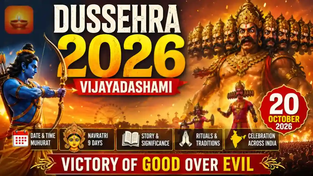 Dussehra 2026 date and time, Vijayadashami 20 October 2026, Lord Rama killing Ravana, Navratri 9 days festival in India