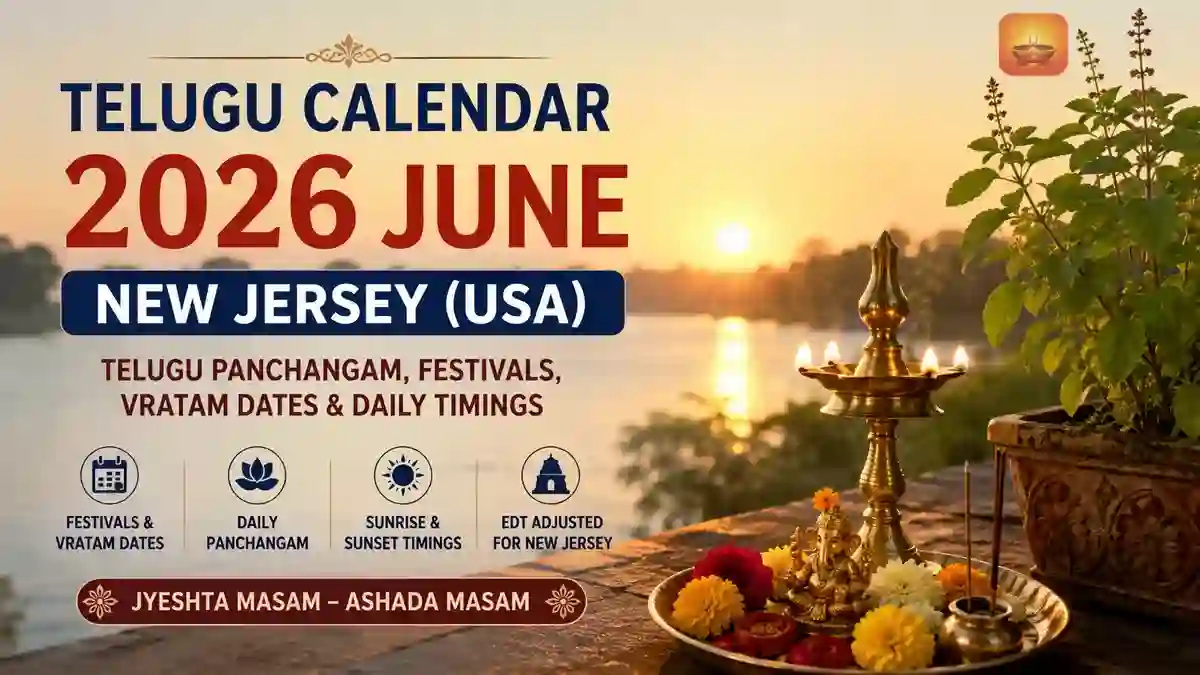 Telugu Calendar 2026 June New Jersey USA with Panchangam, Festivals and Daily Timings