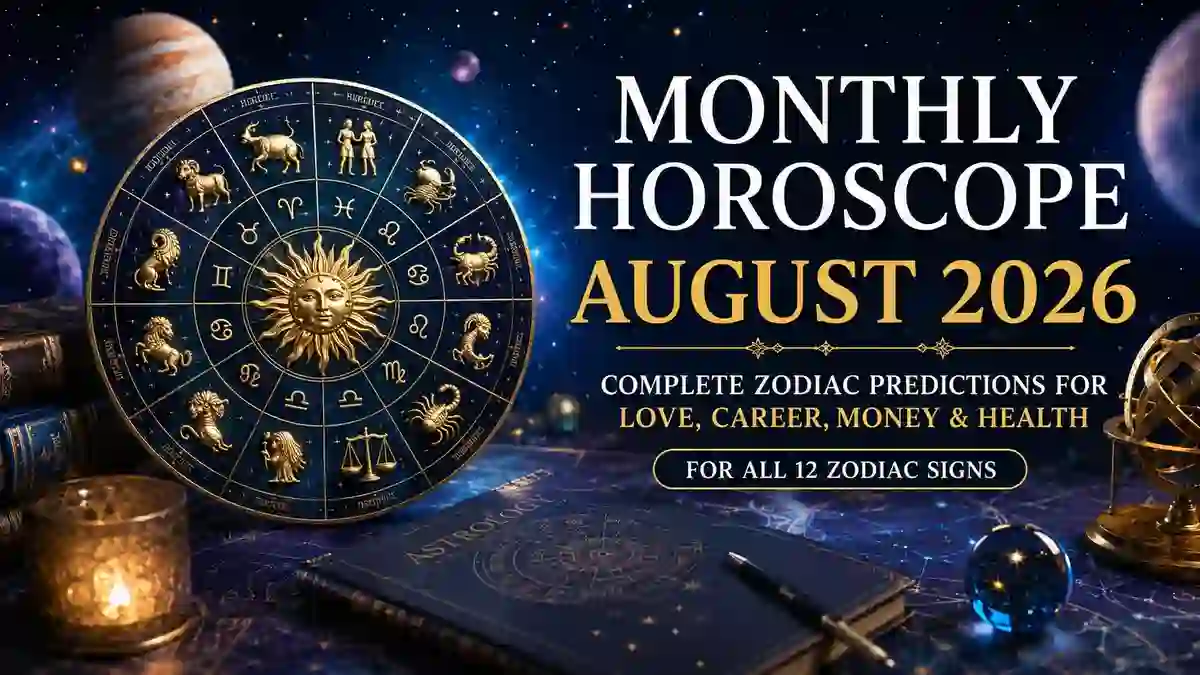Monthly Horoscope August 2026 with complete zodiac predictions for love, career, money, health, and astrology forecast