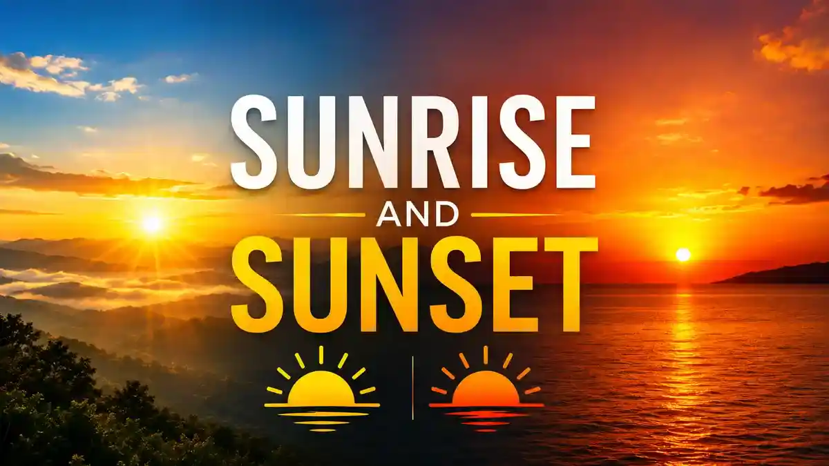 Beautiful sunrise and sunset landscape representing daily sunrise and sunset times.