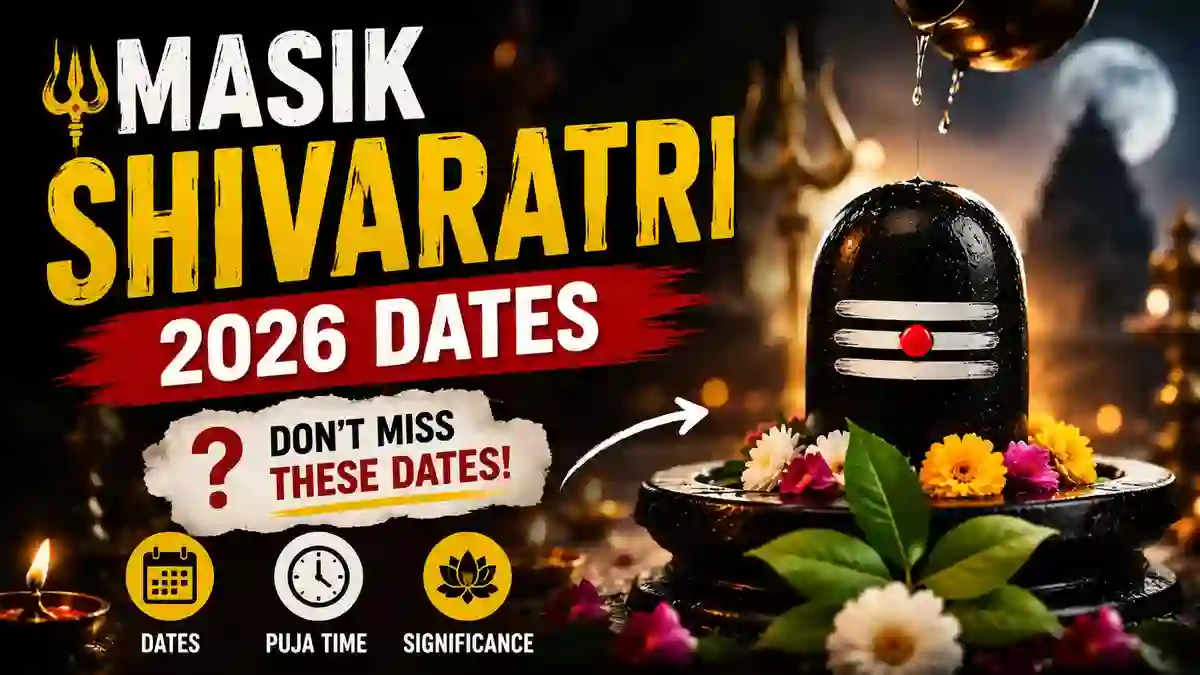Masik Shivaratri 2026 month-wise vrat dates with Nishita Puja timings and Shiva fasting calendar.