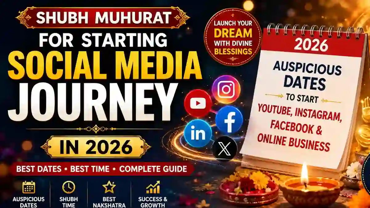 Shubh Muhurat for Starting Social Media Journey in 2026 with auspicious dates for YouTube, Instagram, Facebook, LinkedIn, and online business launch