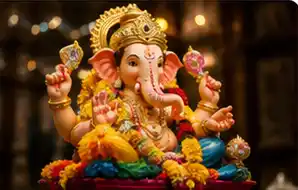 Ganesh Chaturthi celebration in Maharashtra with Lord Ganesha idol