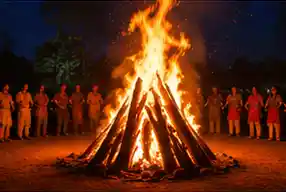 Holika Dahan bonfire during Holi in Maharashtra