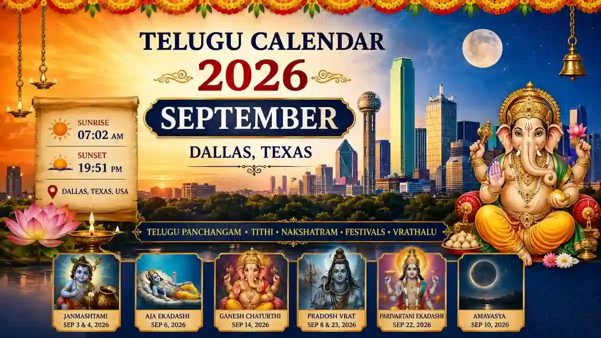 Telugu Calendar 2026 September Dallas Texas