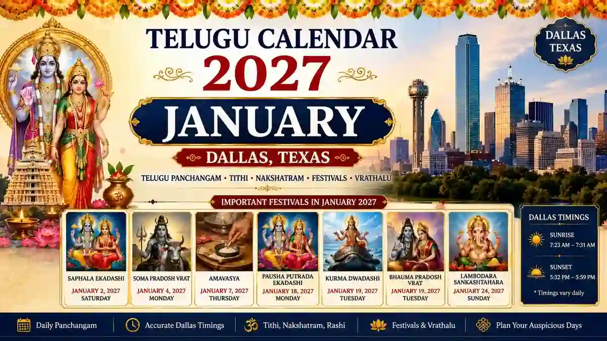 Telugu Calendar 2027 January Dallas Texas